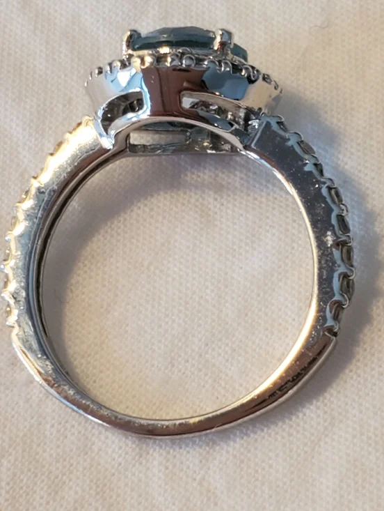 Silver 925 FAS Blue Crystal Halo Ring - Picture 8 of 9